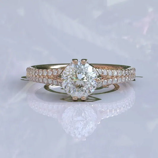 Portuguese Cut Colorless Moissanite Ring  customdiamjewel 10KT Rose Gold VVS-EF