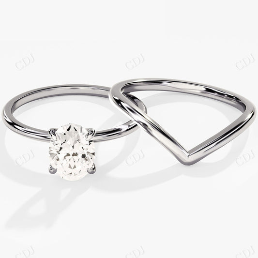 1.5CT Oval Shape Solitaire Moissanite Wedding Ring Set  customdiamjewel 10KT White Gold VVS-EF