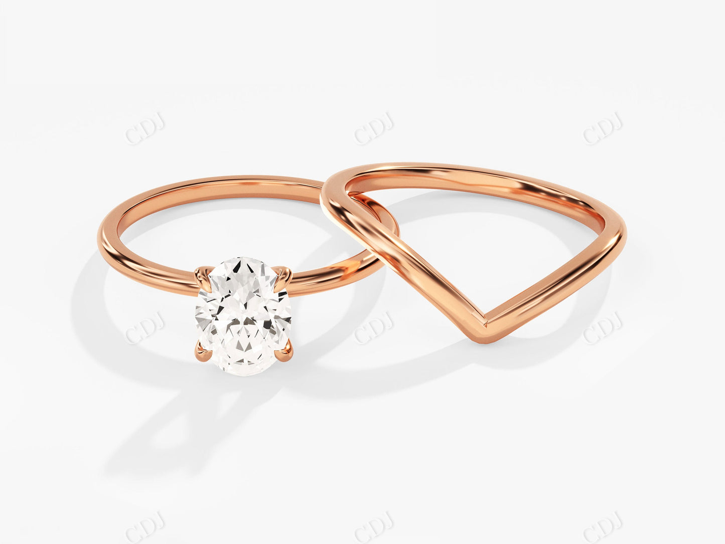 1.5CT Oval Shape Solitaire Moissanite Wedding Ring Set  customdiamjewel 10KT Rose Gold VVS-EF
