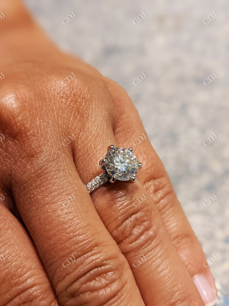 2.5CT Round Moissanite Micro Pave Diamond Ring