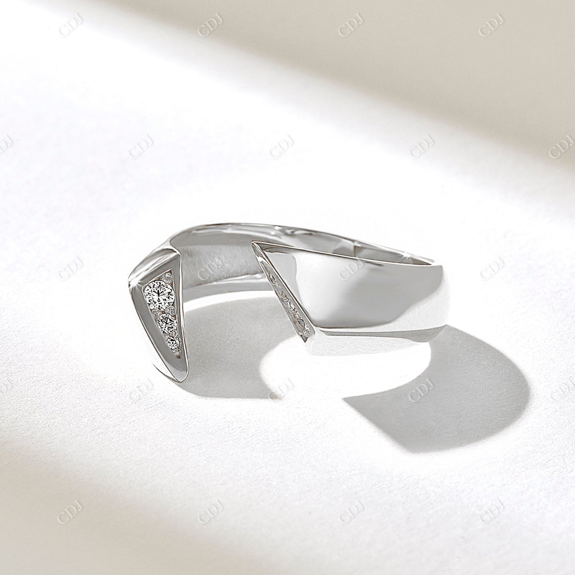 0.14CTW Lab Grown Diamond Chunky Twist Open Ring  customdiamjewel 10KT White Gold VVS-EF