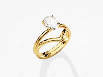 1.5CT Oval Shape Solitaire Moissanite Wedding Ring Set  customdiamjewel 10KT Yellow Gold VVS-EF