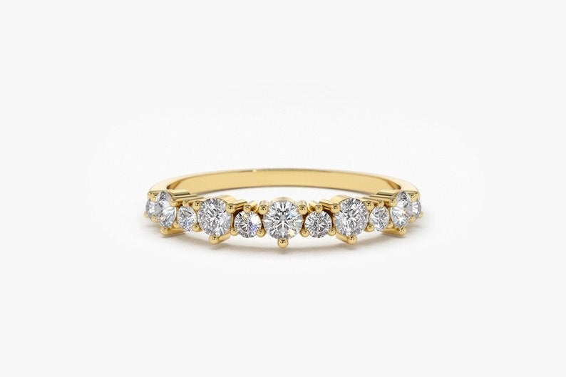0.59CTW Antique Natural Diamond Cluster Wedding Band  customdiamjewel 10KT Yellow Gold VVS-EF