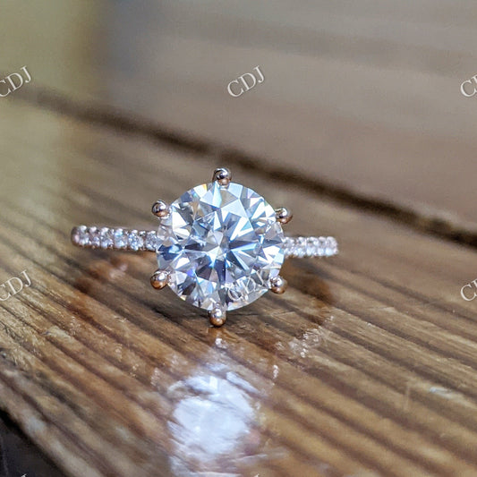 Round Cut 14K White Gold Diamond Eternity Moissanite Ring  customdiamjewel 10KT Yellow Gold VVS-EF