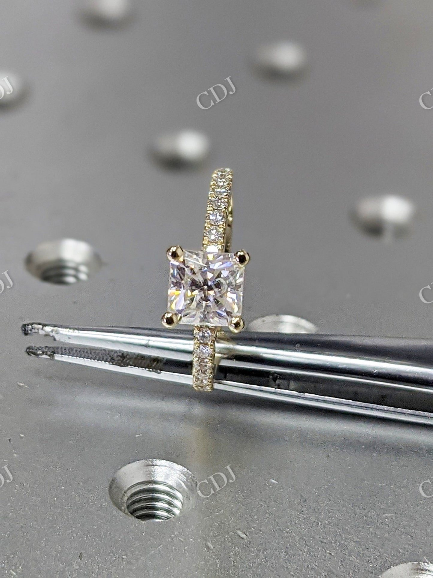 Square Radiant Cut Moissanite Engagement Ring  customdiamjewel   