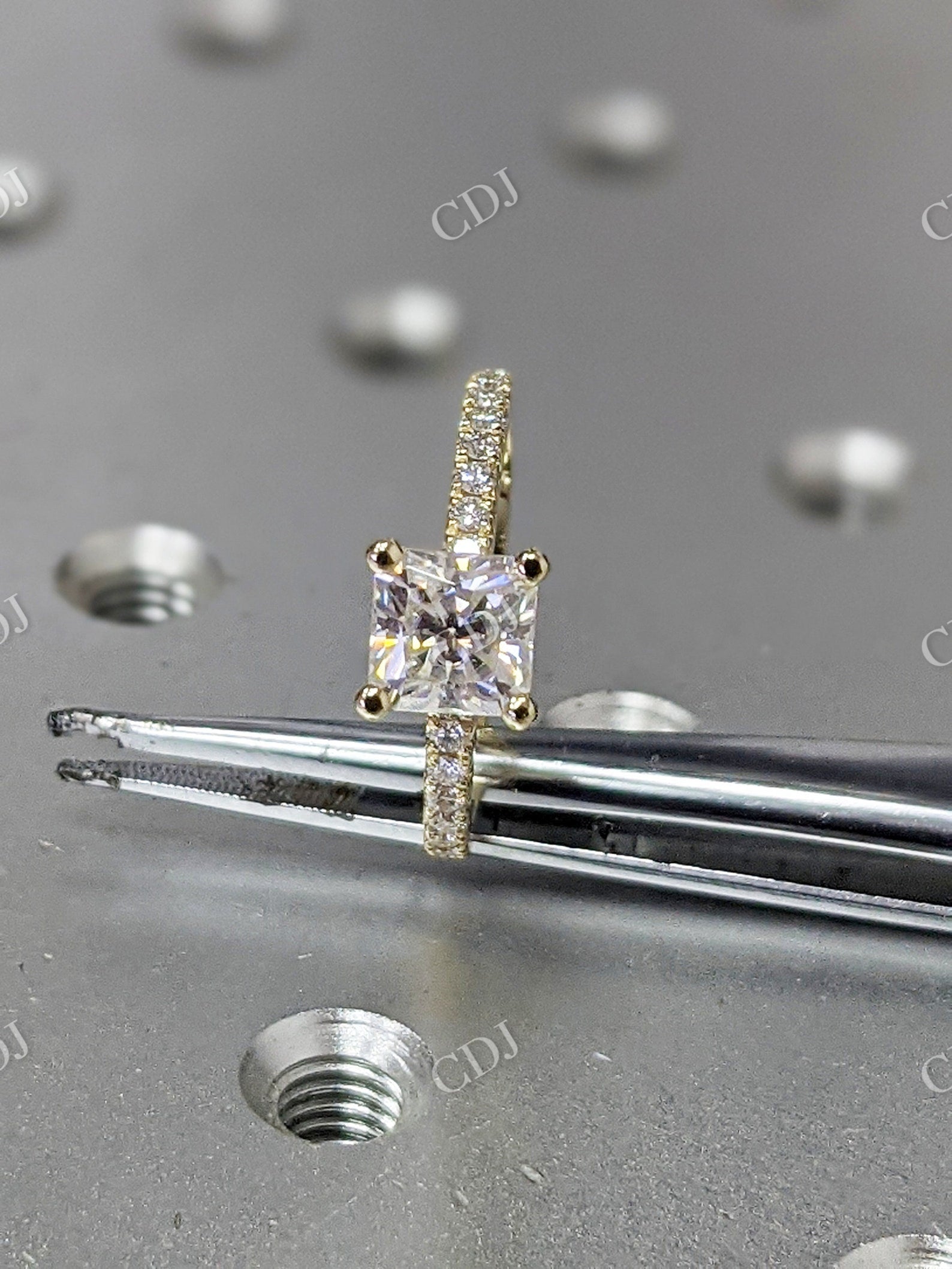 Square Radiant Cut Moissanite Engagement Ring  customdiamjewel   