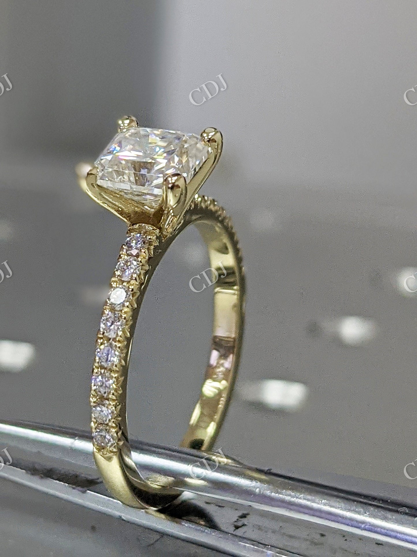 Square Radiant Cut Moissanite Engagement Ring  customdiamjewel   
