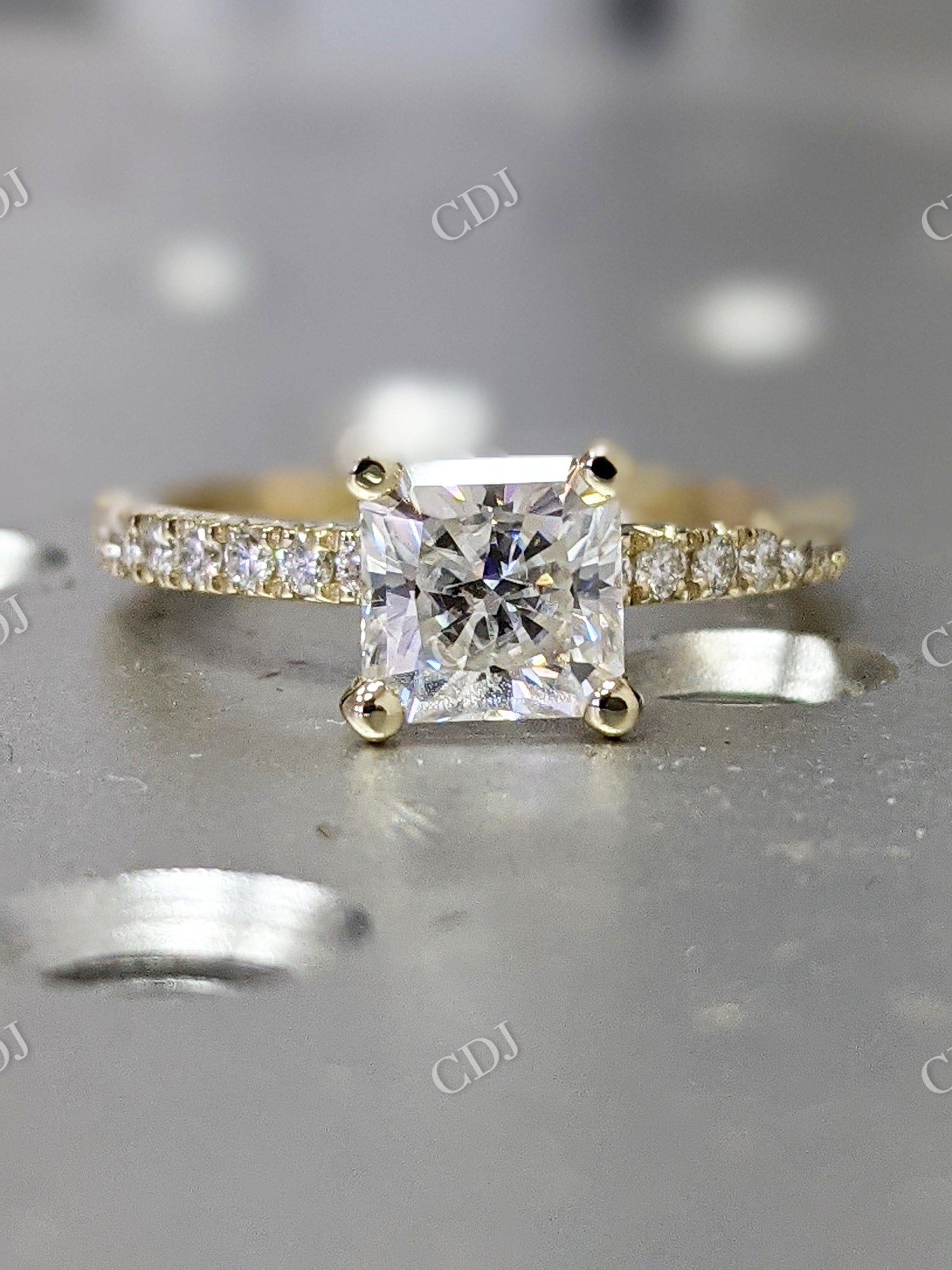 Square Radiant Cut Moissanite Engagement Ring  customdiamjewel   