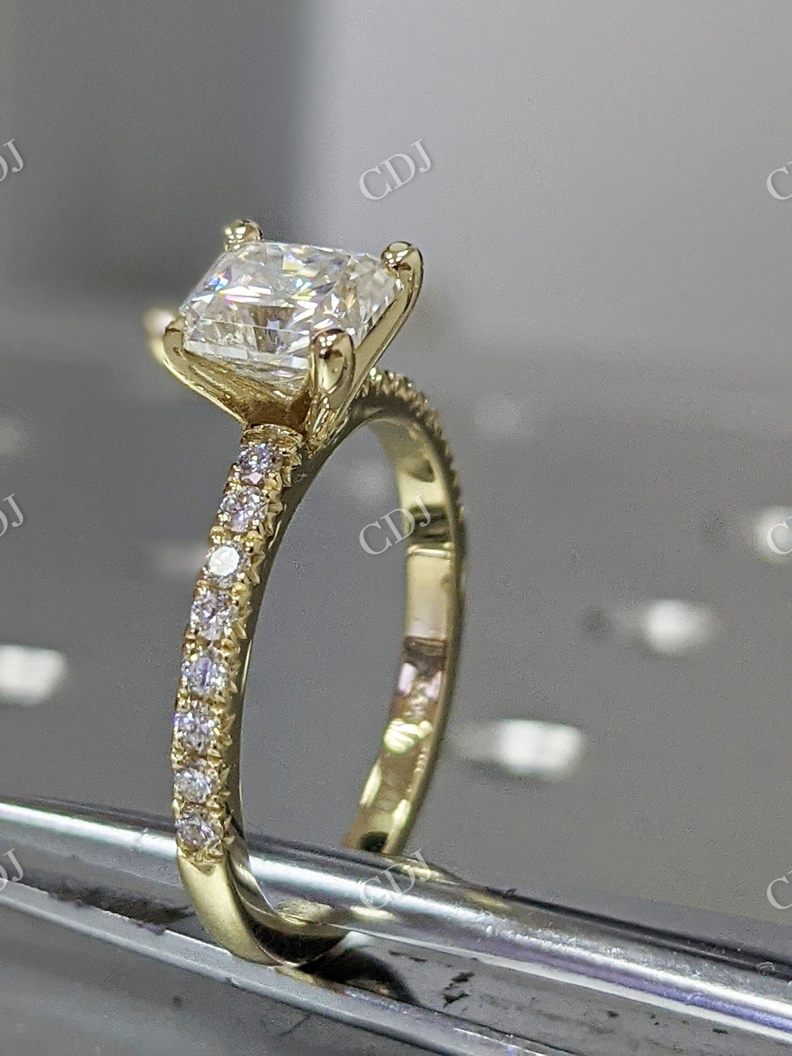 Square Radiant Cut Moissanite Engagement Ring  customdiamjewel   