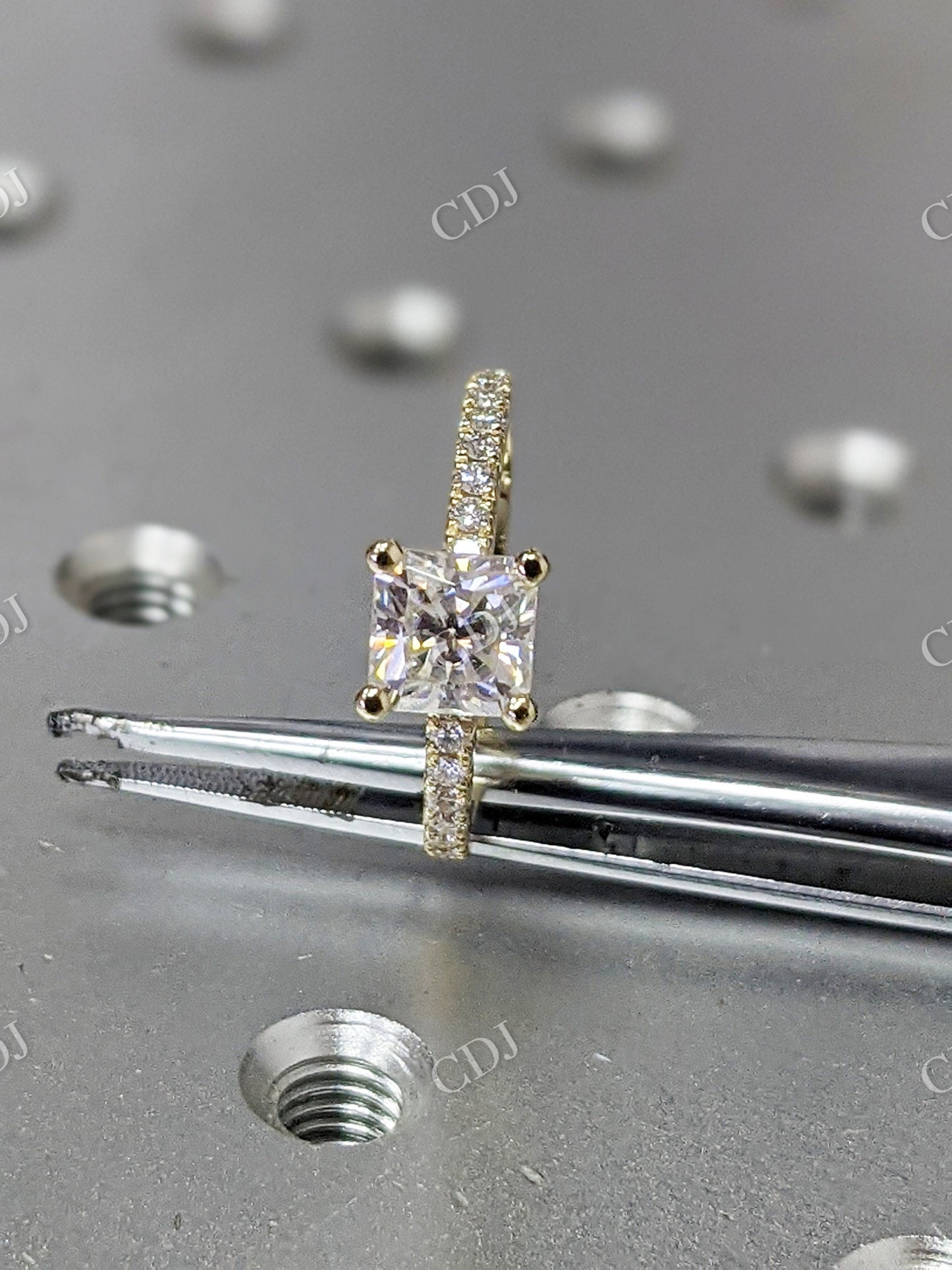 Square Radiant Cut Moissanite Engagement Ring  customdiamjewel   