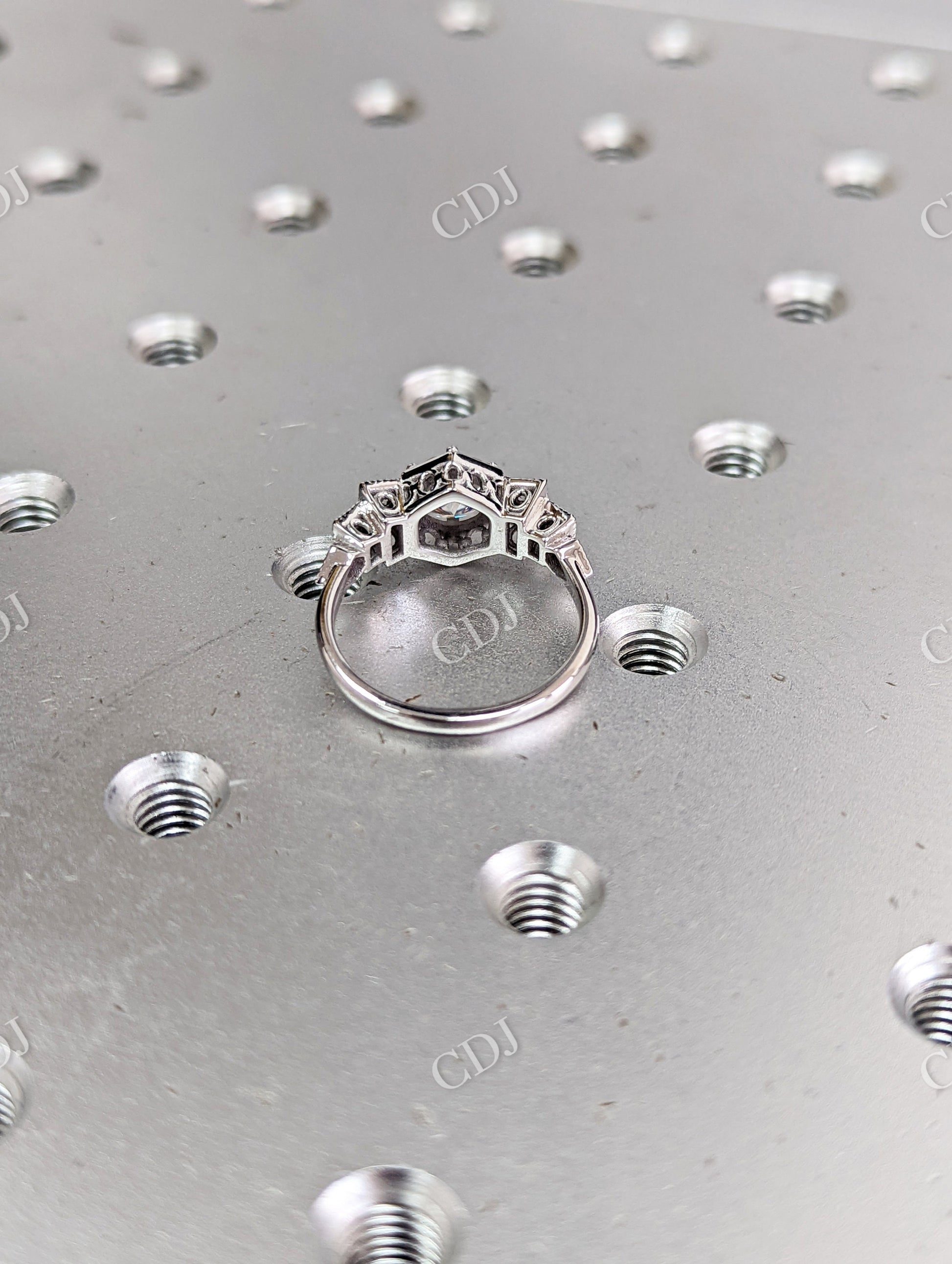 Vintage Art Deco White Gold Moissanite Wedding Ring  customdiamjewel   