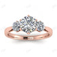 Three Stone Moissanite Engagement Ring Tapered Band Claw Prong Ring  customdiamjewel 10 KT Rose Gold VVS-EF