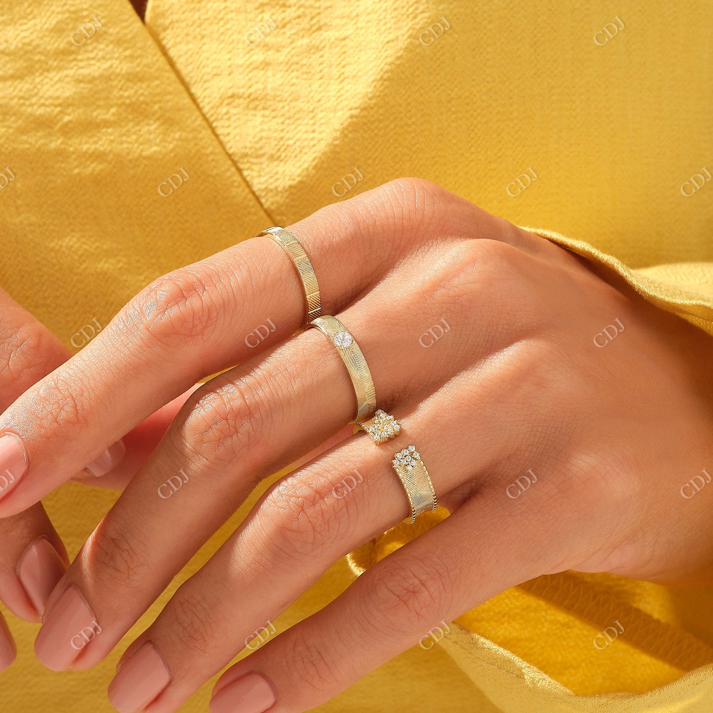 0.24CTW Round Lab Grown Diamond Textured Adjustable Wedding Band  customdiamjewel   