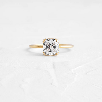 Cushion Cut Solitaire Moissanite Wedding Ring  customdiamjewel 10KT Yellow Gold VVS-EF