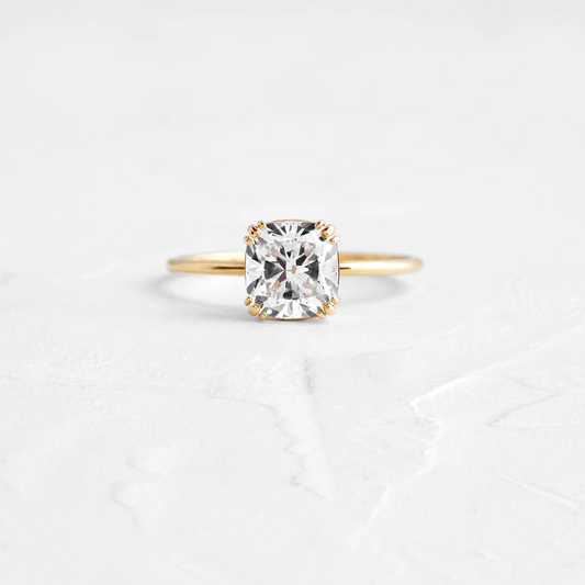 Cushion Cut Solitaire Moissanite Wedding Ring  customdiamjewel 10KT Yellow Gold VVS-EF