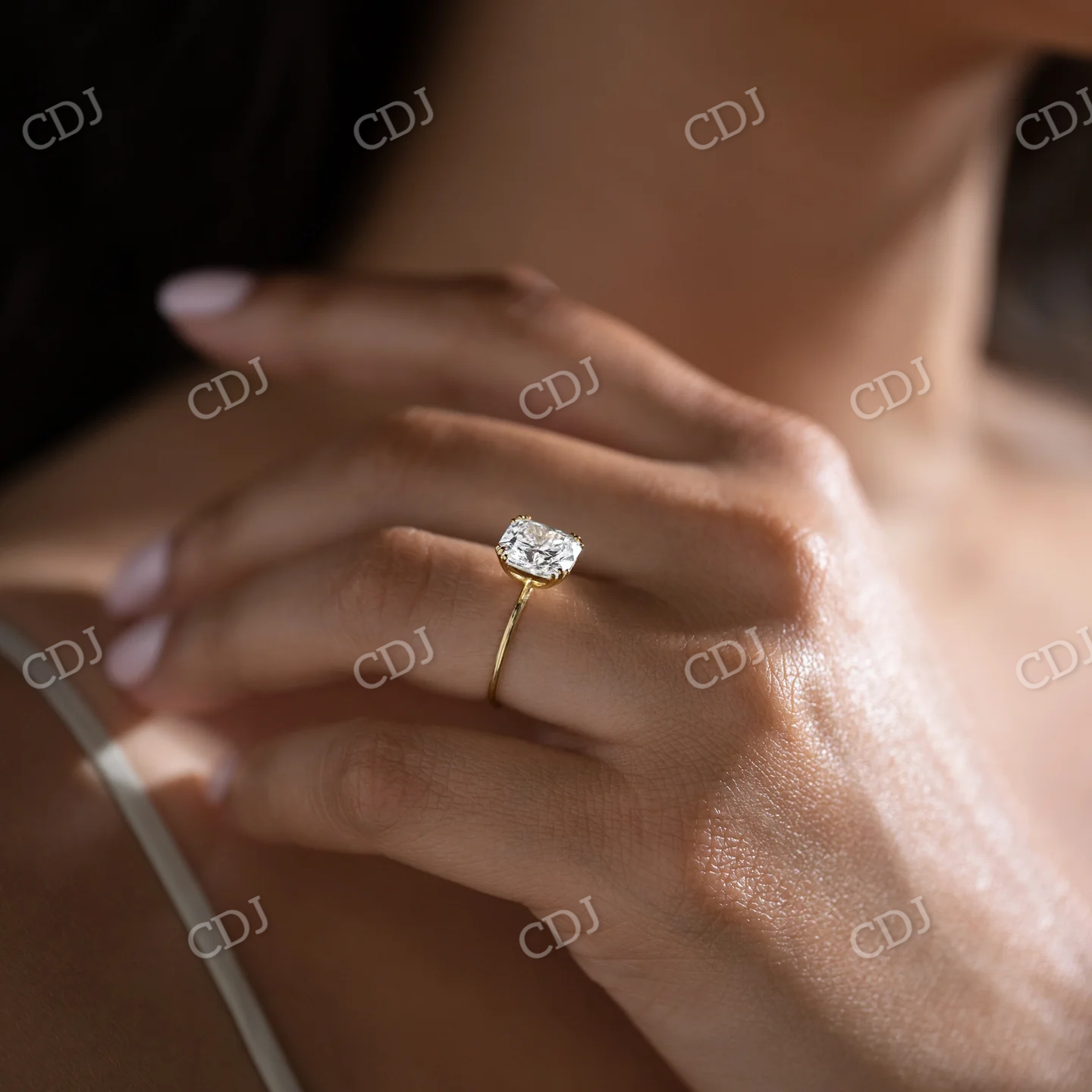 Cushion Cut Solitaire Moissanite Wedding Ring  customdiamjewel   