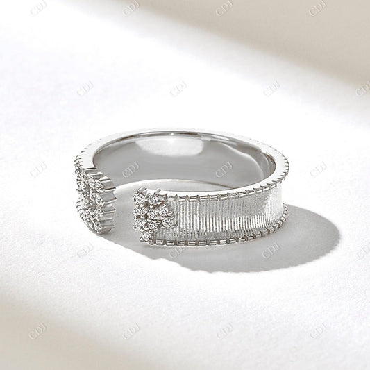 0.24CTW Pave Diamond Cuff Textured Wedding Ring  customdiamjewel 10KT White Gold VVS-EF