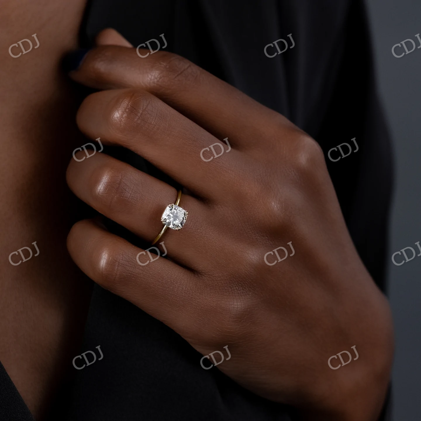 Cushion Cut Solitaire Moissanite Wedding Ring  customdiamjewel   