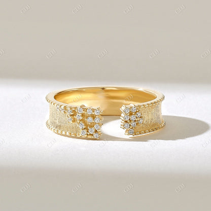 0.24CTW Round Lab Grown Diamond Textured Adjustable Wedding Band  customdiamjewel 10KT Yellow Gold VVS-EF