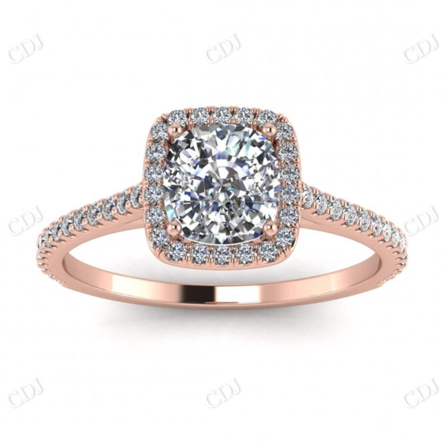 White Gold Cushion Moissanite Halo Ring  customdiamjewel 10 KT Rose Gold VVS-EF