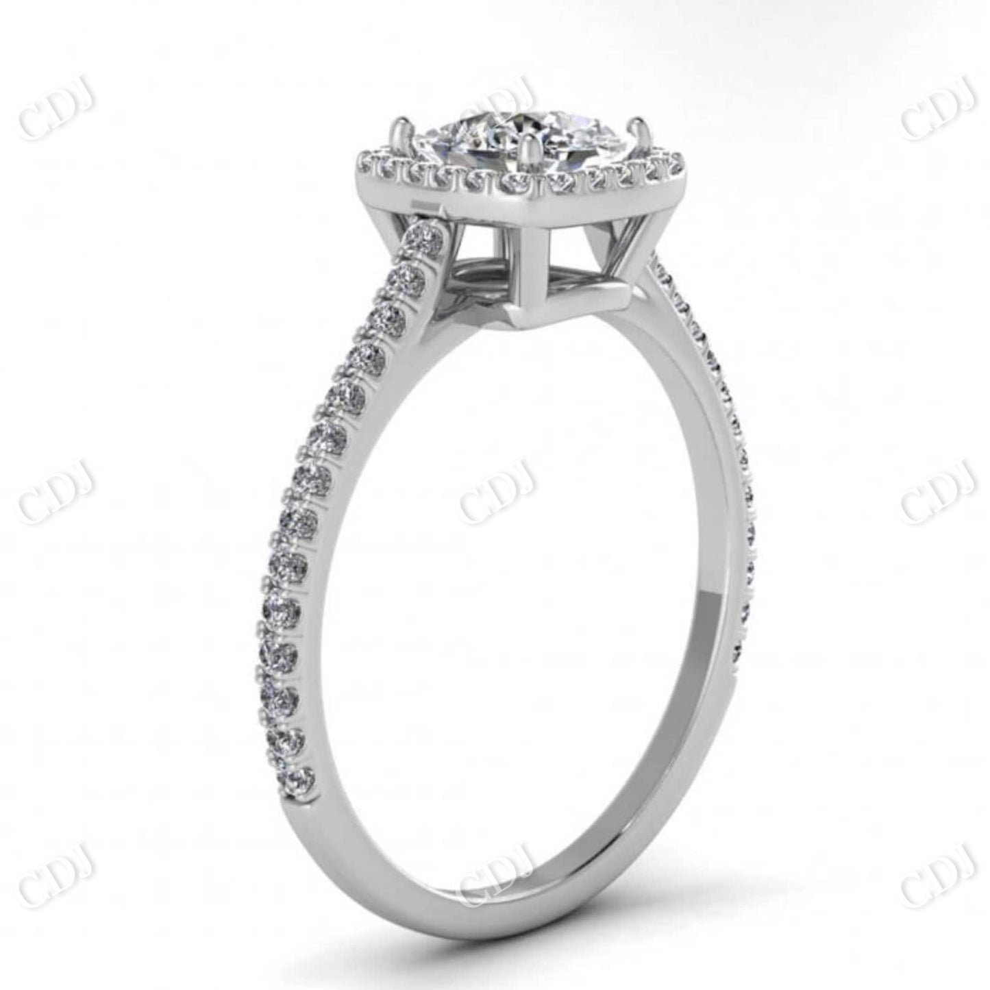 White Gold Cushion Moissanite Halo Ring  customdiamjewel   