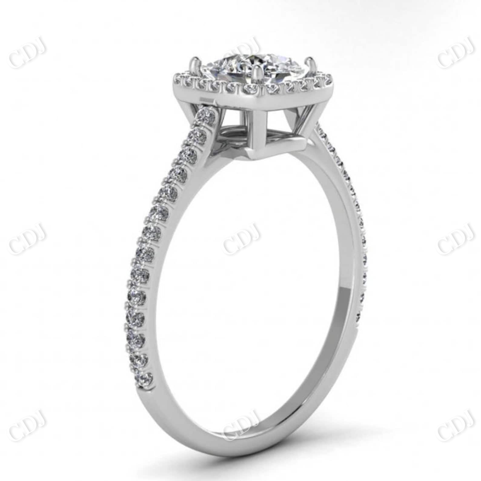 White Gold Cushion Moissanite Halo Ring  customdiamjewel   