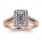 White Gold Emerald Cut Moissanite Split Shank Engagement Ring  customdiamjewel 10 KT Rose Gold VVS-EF