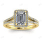 White Gold Emerald Cut Moissanite Split Shank Engagement Ring  customdiamjewel 10 KT Yellow Gold VVS-EF