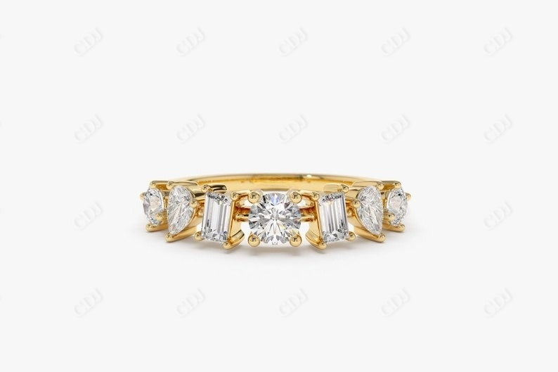 0.77CTW Multi Shape Lab Grown Diamond Wedding Band  customdiamjewel 10KT Yellow Gold VVS-EF