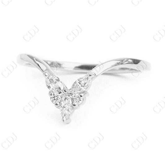 Unique 5 Stone Marquise Moissanite Wedding Band  customdiamjewel 10KT White Gold VVS-EF