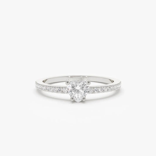 0.40 CTW Heart Shape Lab Grown Diamond Solitaire Wedding Band  customdiamjewel 10KT White Gold VVS-EF