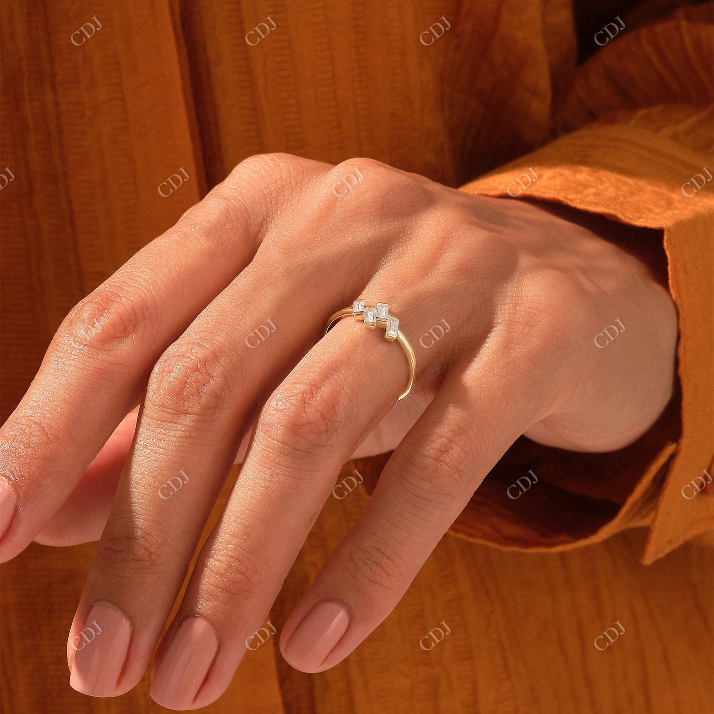 0.44CTW Baguette Cut CVD Four Stone Engagement Ring