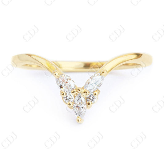 Unique 5 Stone Marquise Moissanite Wedding Band  customdiamjewel 10KT Yellow Gold VVS-EF