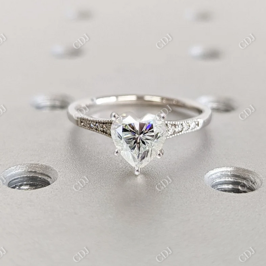 1.5CT Heart Shaped Moissanite Engagement Ring  customdiamjewel 10KT White Gold VVS-EF
