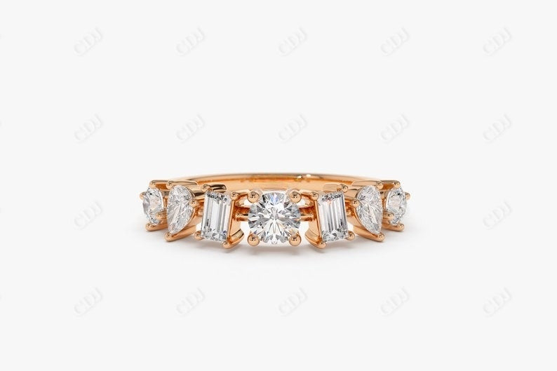 0.77CTW Multi Shape Lab Grown Diamond Wedding Band  customdiamjewel 10KT Rose Gold VVS-EF