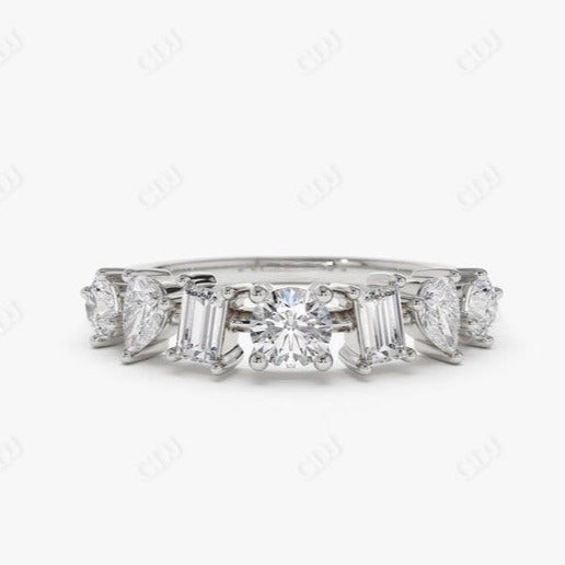 0.77CTW Multi Shape Lab Grown Diamond Wedding Band  customdiamjewel 10KT White Gold VVS-EF