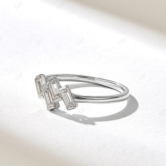 0.44CTW Baguette Diamond Half Bezel Engagement Ring  customdiamjewel 10KT White Gold VVS-EF