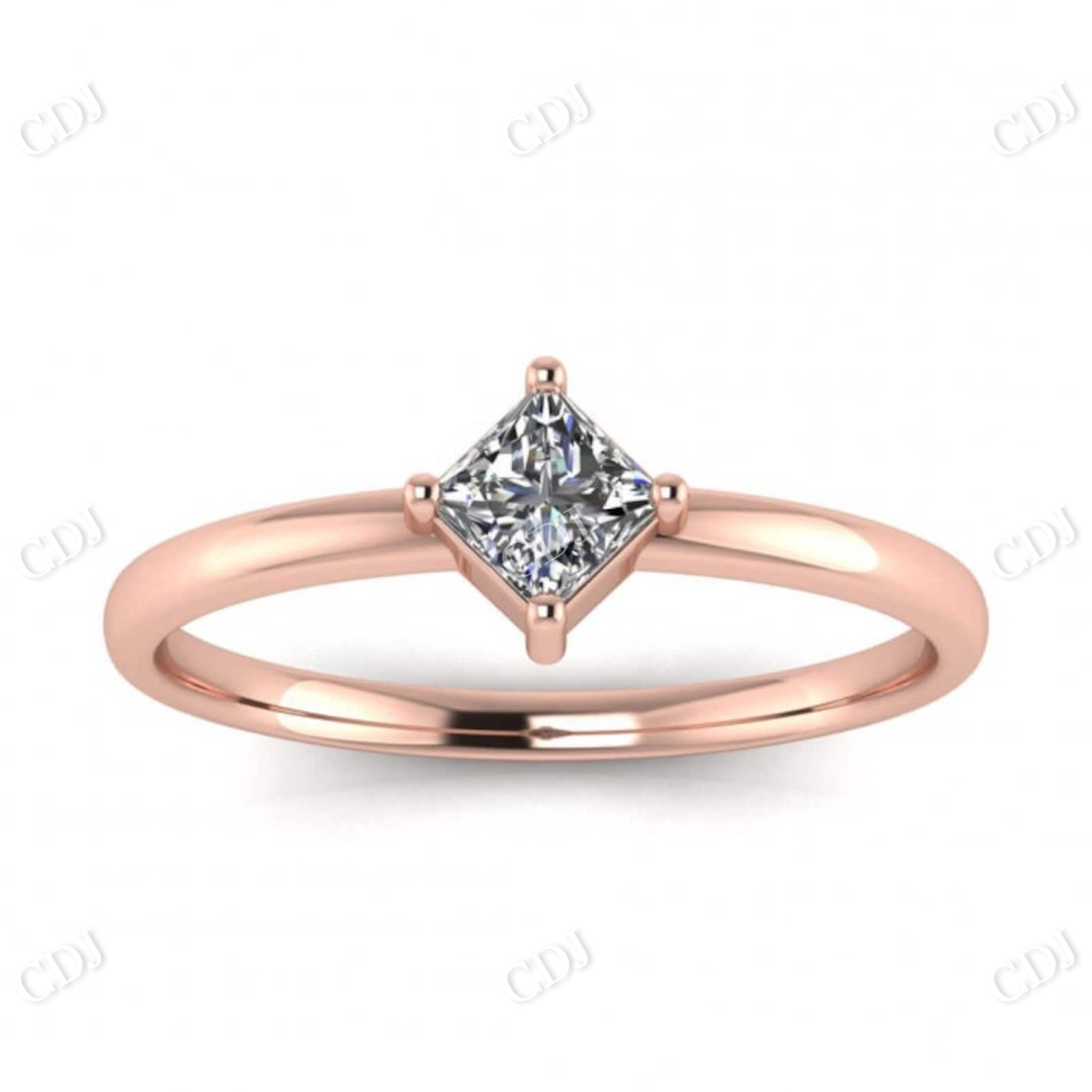 White Gold Thin Princess Cut Moissanite Delicate Ring  customdiamjewel 10 KT Rose Gold VVS-EF