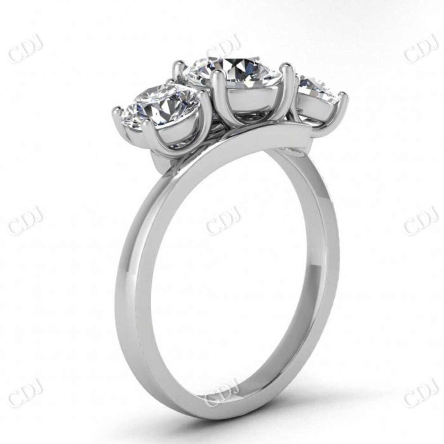 White Gold Offset 3 Stone Moissanite Twisted Band Ring  customdiamjewel   