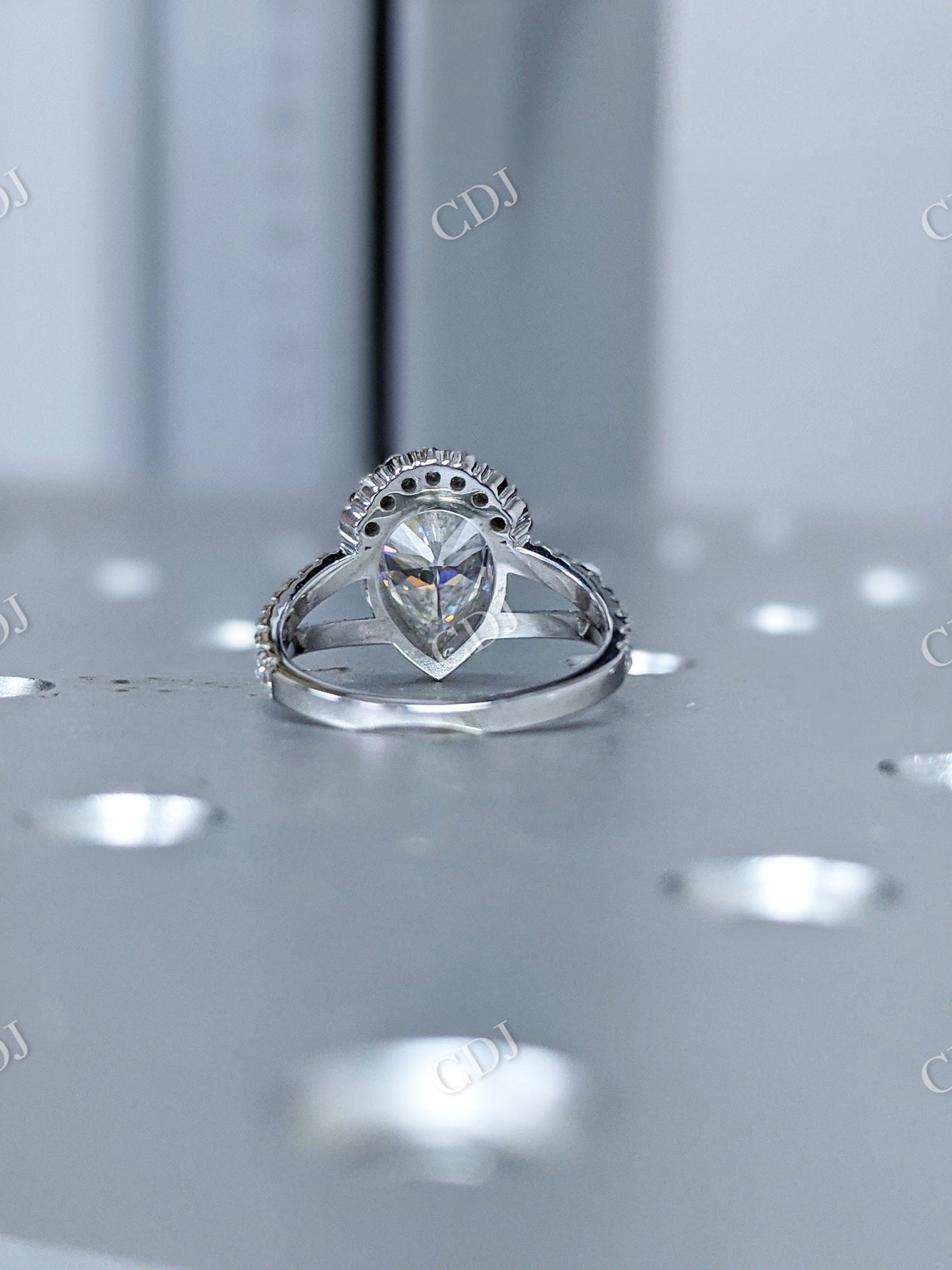 Pear Cut Bezel Moissanite Engagement Ring  customdiamjewel   