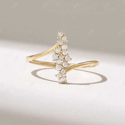 0.13CTW Cluster Round Cut Lab Grown Diamond Engagement Ring  customdiamjewel 10KT Yellow Gold VVS-EF