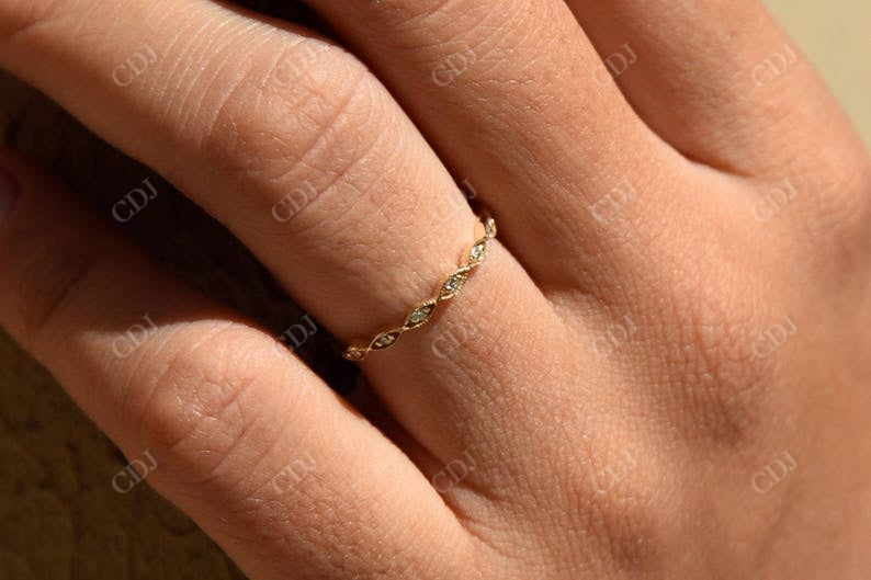 0.07CTW Lab Grown Diamond Milgrain Wedding Band  customdiamjewel   