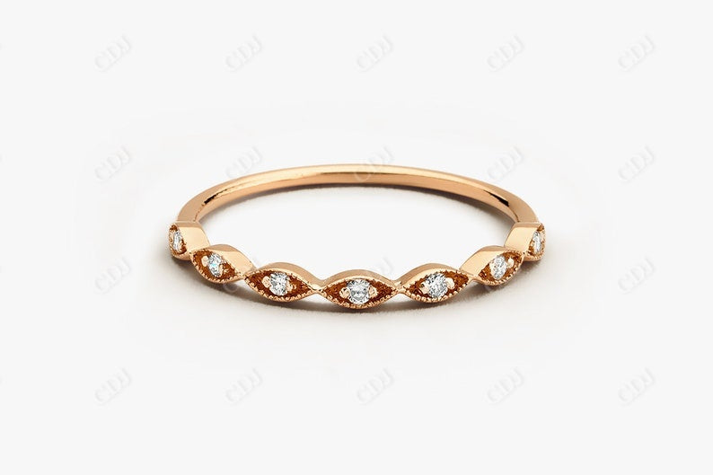 0.07CTW Lab Grown Diamond Milgrain Wedding Band  customdiamjewel 10KT Rose Gold VVS-EF
