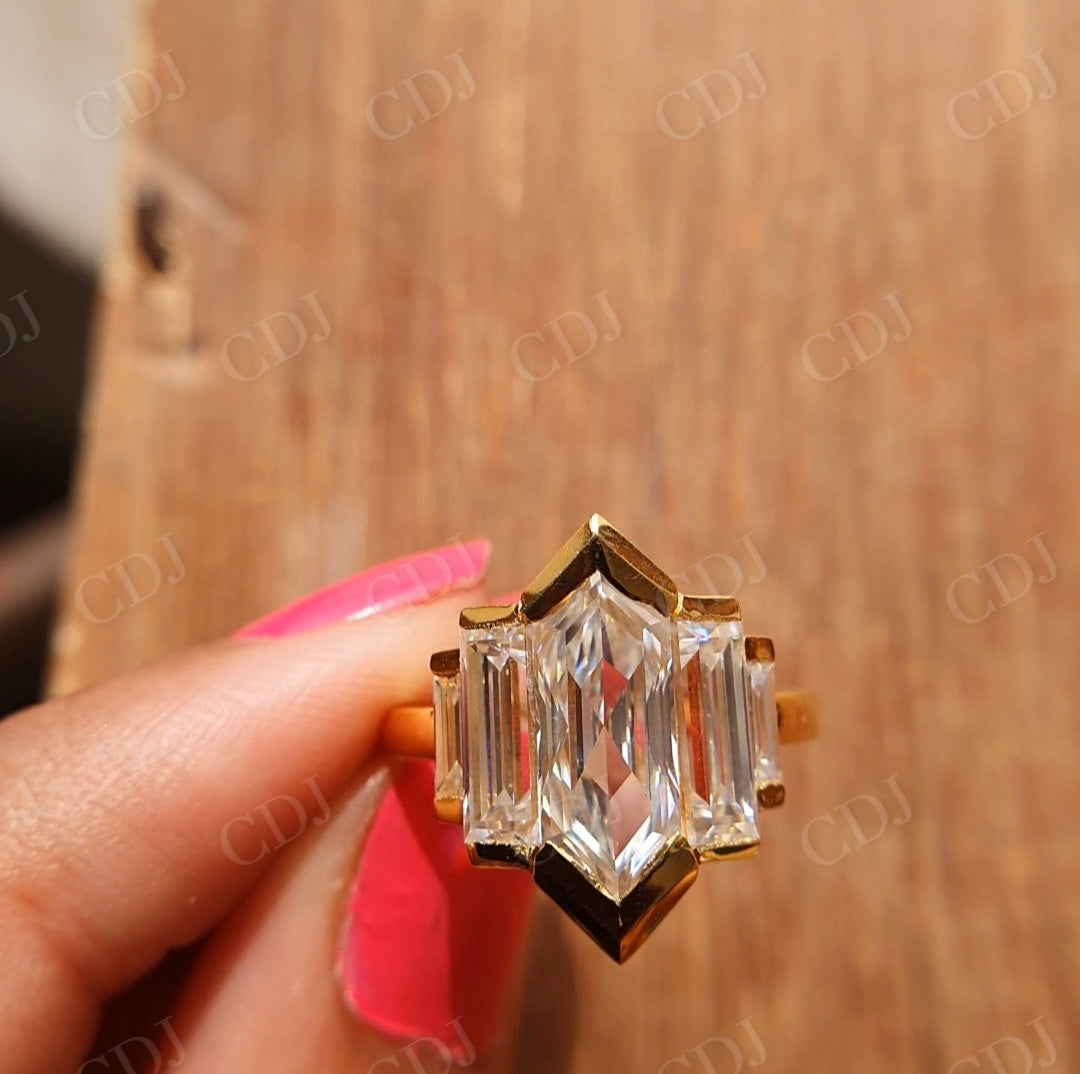2.90CT Hexagon Cut Moissanite Engagement Ring Set  customdiamjewel   
