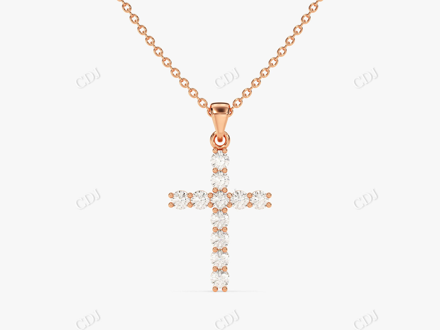 0.22CTW  Minimalist Moissanite Cross Necklace  customdiamjewel 10KT Rose Gold VVS-EF