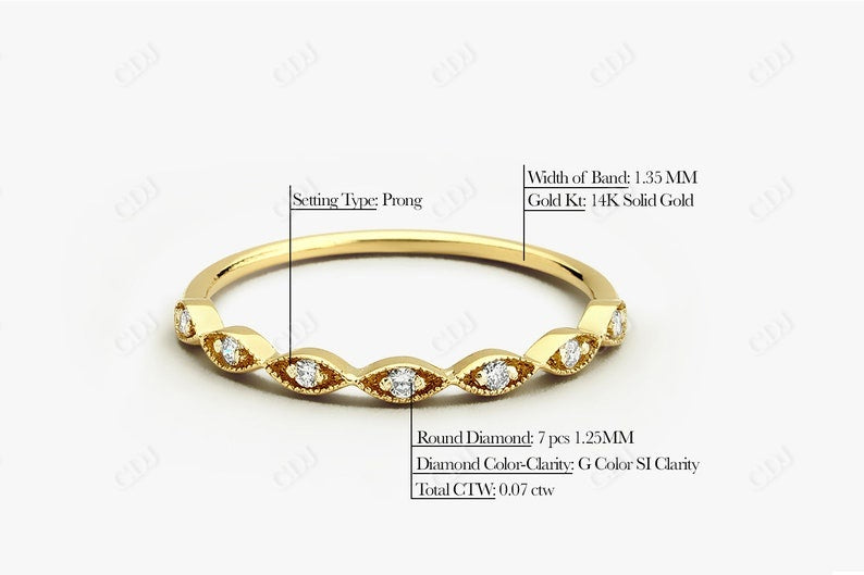 0.07CTW Lab Grown Diamond Milgrain Wedding Band  customdiamjewel   