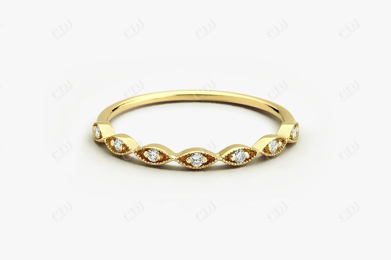 0.07CTW Lab Grown Diamond Milgrain Wedding Band  customdiamjewel 10KT Yellow Gold VVS-EF