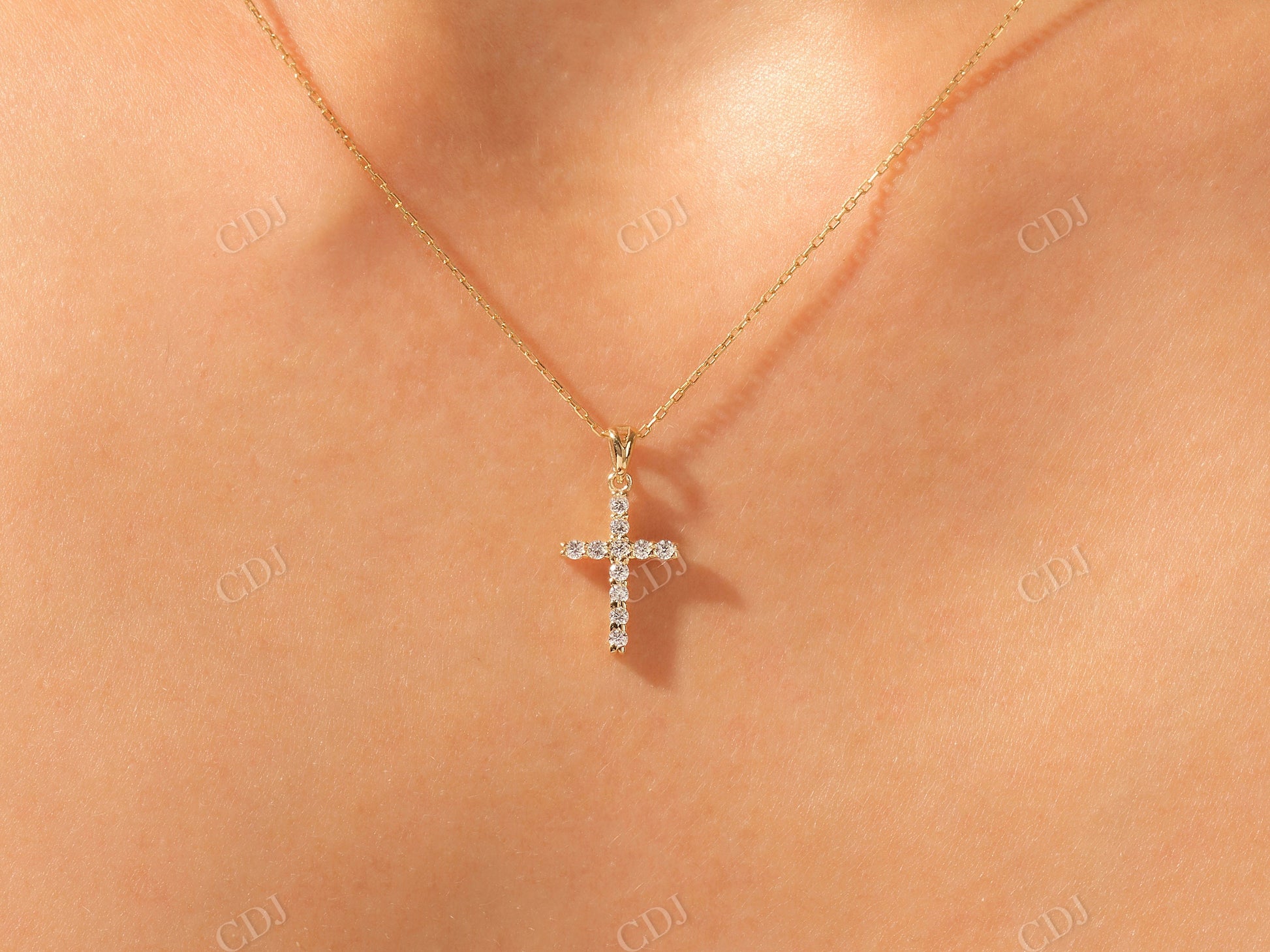 0.22CTW  Minimalist Moissanite Cross Necklace  customdiamjewel   