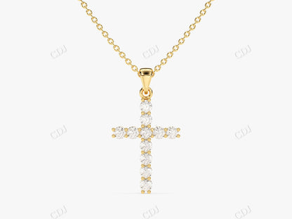 0.22CTW  Minimalist Moissanite Cross Necklace  customdiamjewel 10KT Yellow Gold VVS-EF
