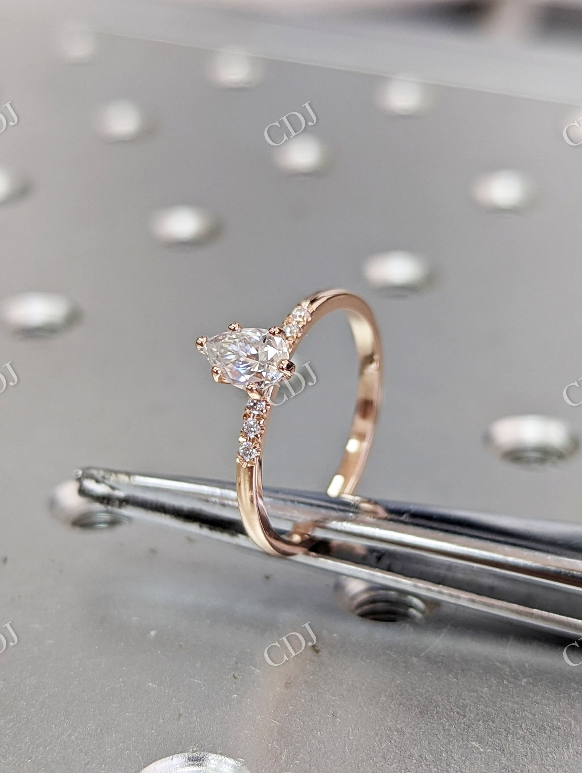 Dainty & Simple Pear Cut Moissanite Engagement Ring  customdiamjewel   